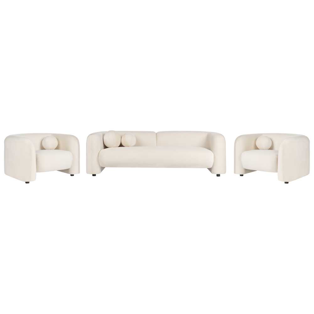 Sofa Beliani 5 vietų poilsio komplektas LEIREN, veliūras, kreminė balta