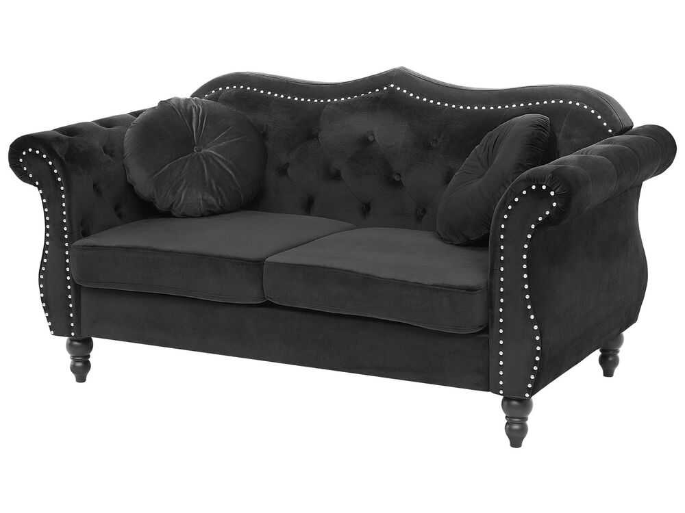 Sofa Beliani 5 vietų minkštų baldų komplektas SKIEN, veliūras, juodas