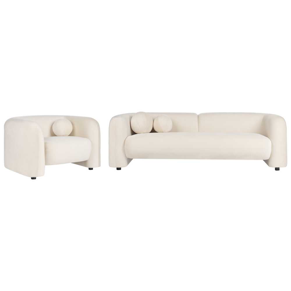 Sofa Beliani 4 asmenų poilsio baldų komplektas LEIREN, veliūras, kreminė balta spalva