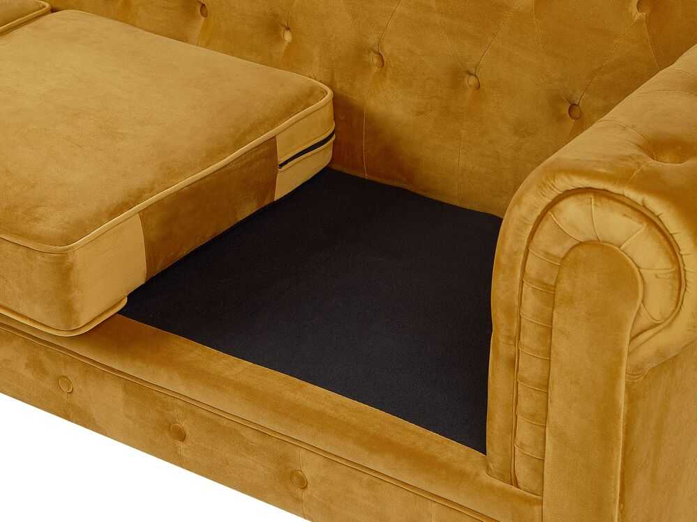 Sofa Beliani 4 vietų poilsio komplektas CHESTERFIELD, veliūras, auksinis