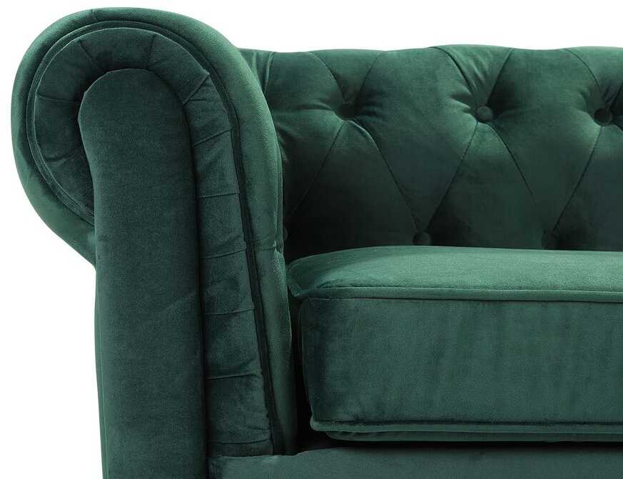 Sofa Beliani 4 vietų svetainės baldų komplektas CHESTERFIELD, smaragdo spalvos veliūras