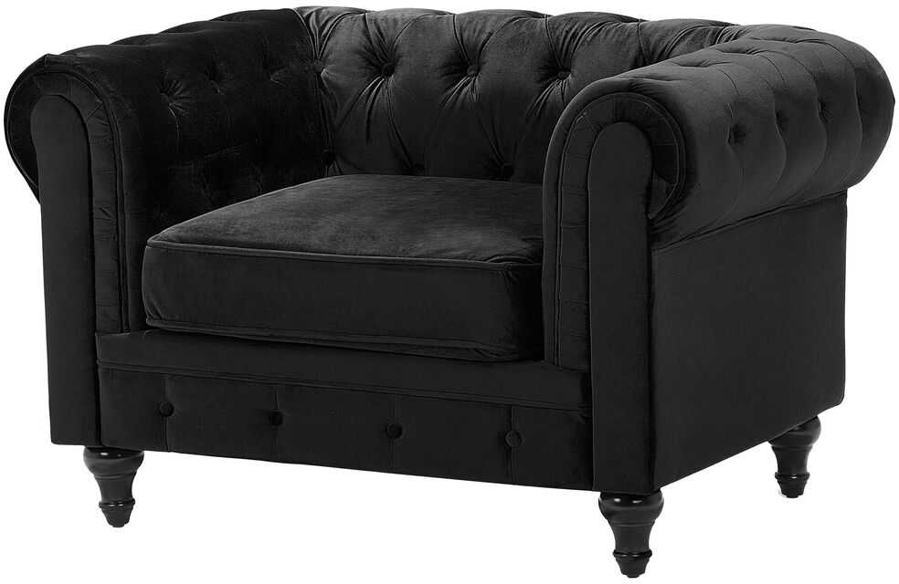 Sofa Beliani 4 vietų poilsio baldų komplektas CHESTERFIELD, veliūras, juodas