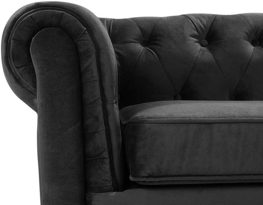 Sofa Beliani 4 vietų poilsio baldų komplektas CHESTERFIELD, veliūras, juodas