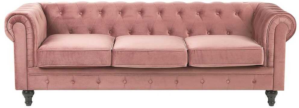 Sofa Beliani Poilsio komplektas 4 asmenims CHESTERFIELD veliūrinis rožinis
