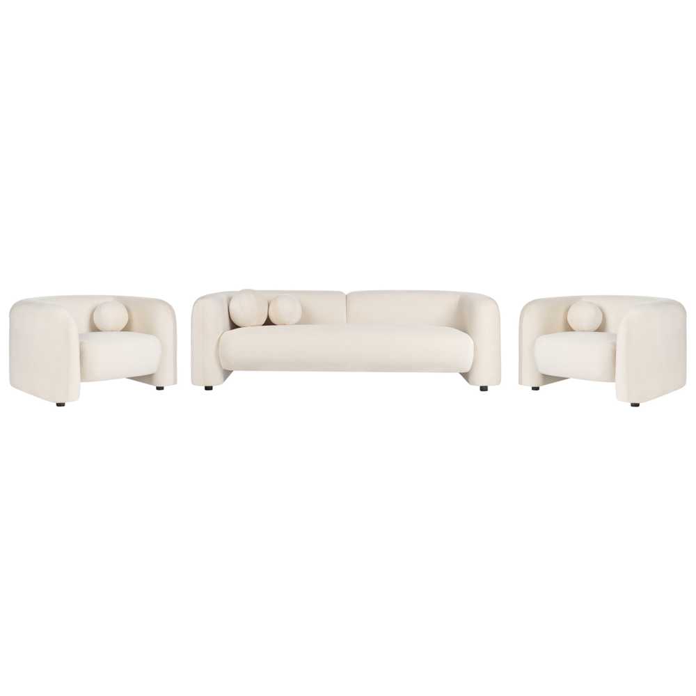 Sofa Beliani 5 vietų poilsio komplektas LEIREN, veliūras, kreminė balta