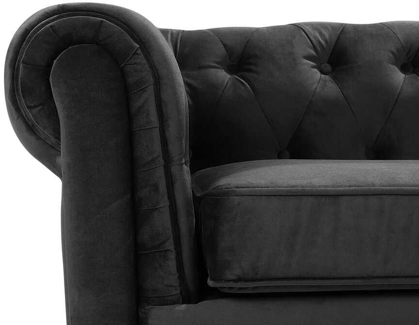 Sofa Beliani 4 vietų poilsio baldų komplektas CHESTERFIELD, veliūras, juodas
