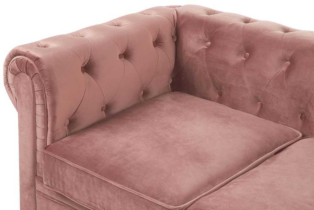 Sofa Beliani Poilsio komplektas 4 asmenims CHESTERFIELD veliūrinis rožinis