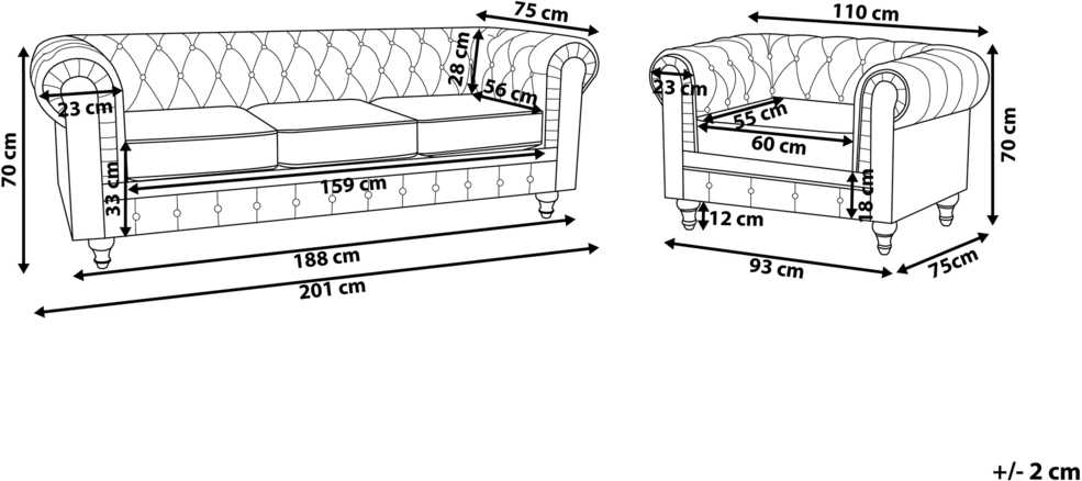 Sofa Beliani 4 vietų poilsio komplektas CHESTERFIELD, veliūras, auksinis