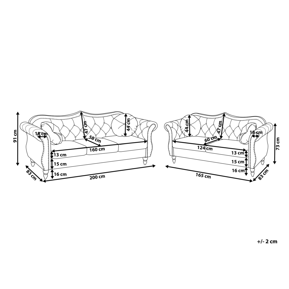 Sofa Beliani 5 vietų minkštų baldų komplektas SKIEN, veliūras, juodas