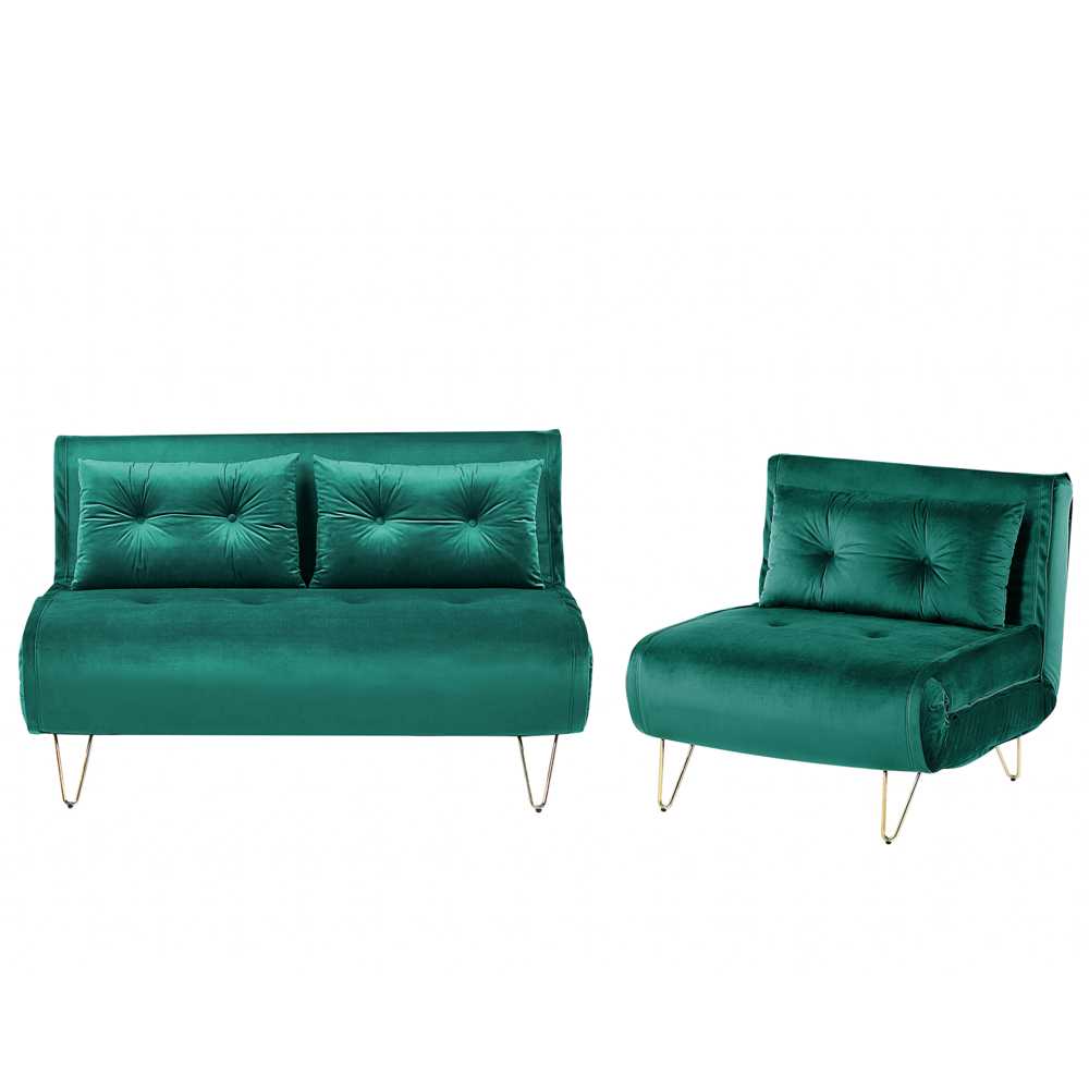 Sofa Beliani 3 vietų poilsio baldų komplektas VESTFOLD, tamsiai žalias veliūras