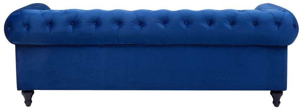 Sofa Beliani Poilsio baldų komplektas 4 asmenims CHESTERFIELD, veliūras, tamsiai mėlynas