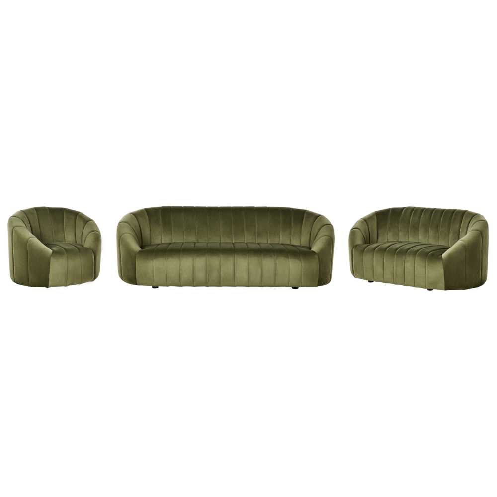 Sofa Beliani MALUNG 6 vietų minkštųjų baldų komplektas, veliūras, tamsiai žalias