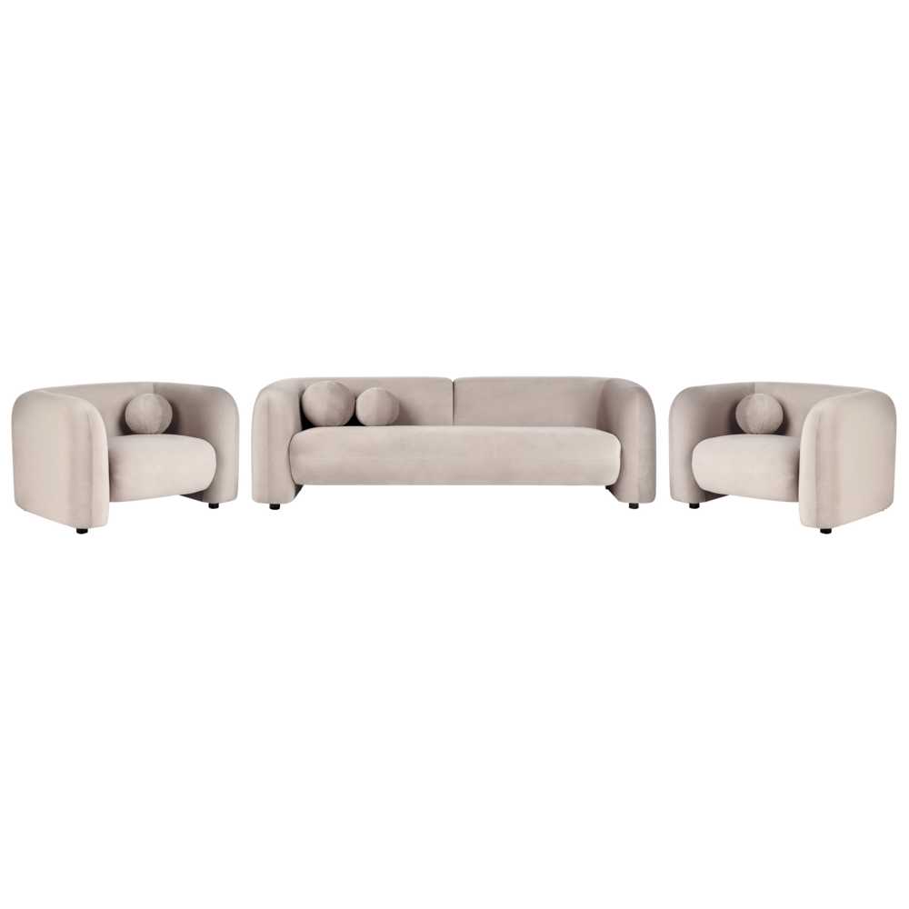Sofa Beliani 5 asmenų minkštas baldų komplektas LEIREN, veliūrinis, smėlio spalvos