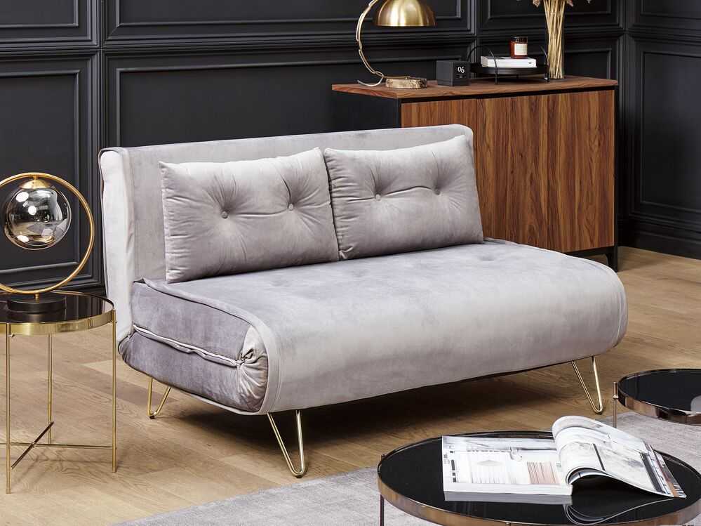 Sofa Beliani Svetainės baldų komplektas 3 asmenims VESTFOLD, veliūras, pilkas