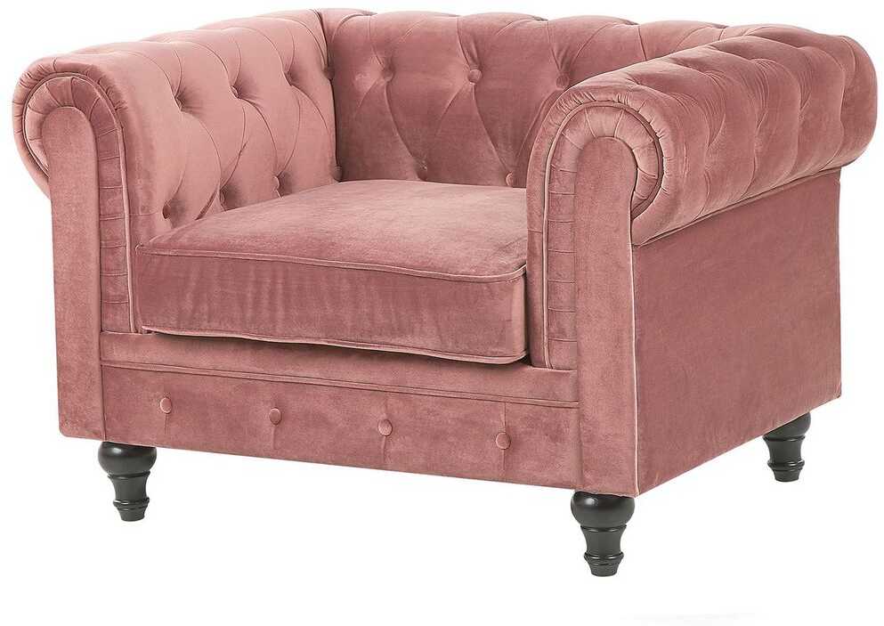 Sofa Beliani Poilsio komplektas 4 asmenims CHESTERFIELD veliūrinis rožinis