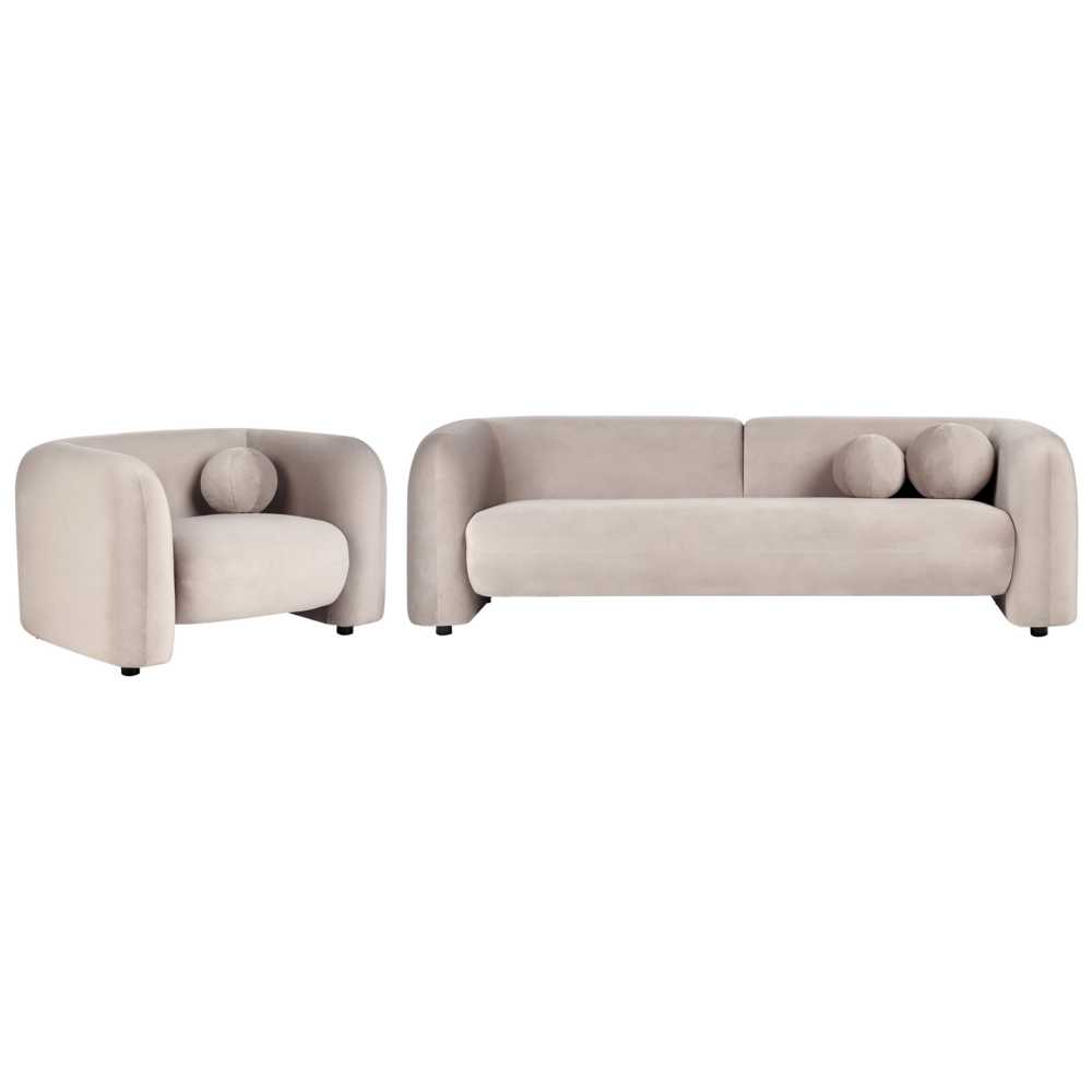 Sofa Beliani Poilsio baldų komplektas 4 asmenims LEIREN, veliūras, smėlio spalvos