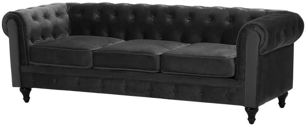 Sofa Beliani 4 vietų poilsio baldų komplektas CHESTERFIELD, veliūras, juodas