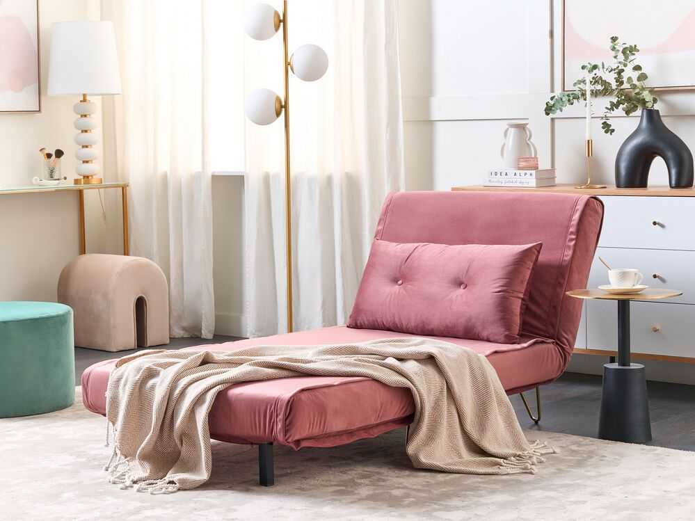 Sofa Beliani Poilsio komplektas 3 asmenims VESTFOLD, veliūras, rožinė