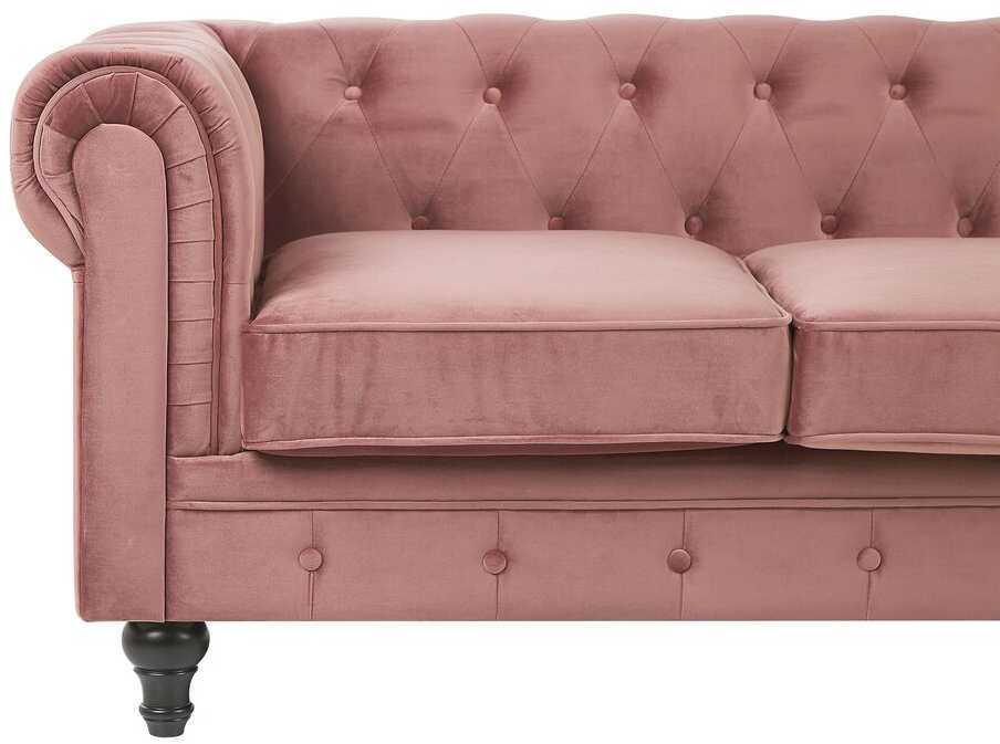 Sofa Beliani Poilsio komplektas 4 asmenims CHESTERFIELD veliūrinis rožinis