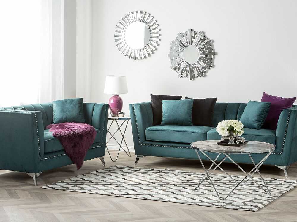 Sofa Beliani 5 vietų minkštų baldų komplektas GAULA, azuro veliūras