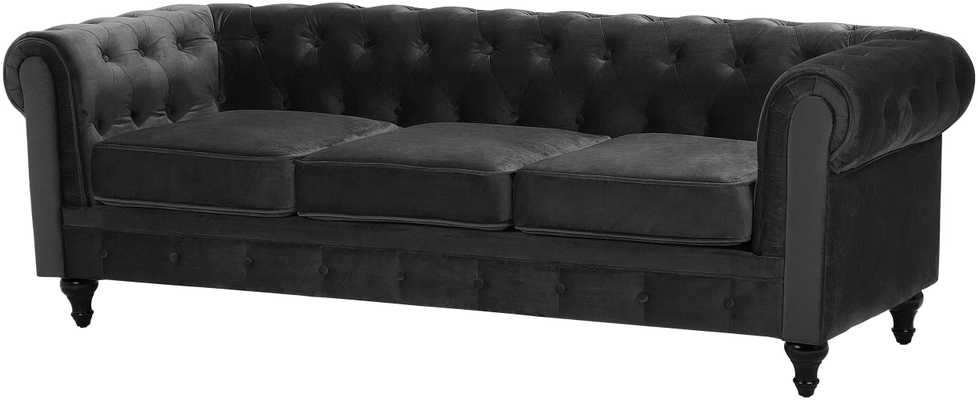Sofa Beliani 4 vietų poilsio baldų komplektas CHESTERFIELD, veliūras, juodas