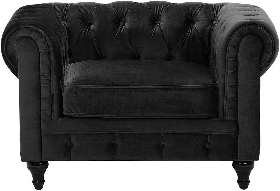 Sofa Beliani 4 vietų poilsio baldų komplektas CHESTERFIELD, veliūras, juodas