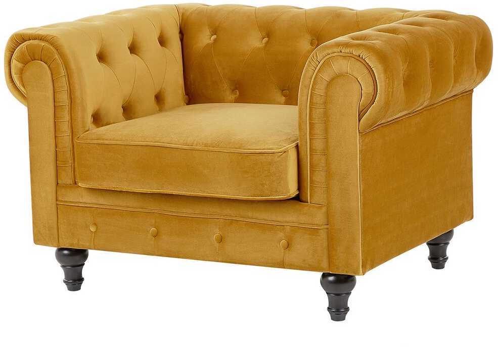 Sofa Beliani 4 vietų poilsio komplektas CHESTERFIELD, veliūras, auksinis