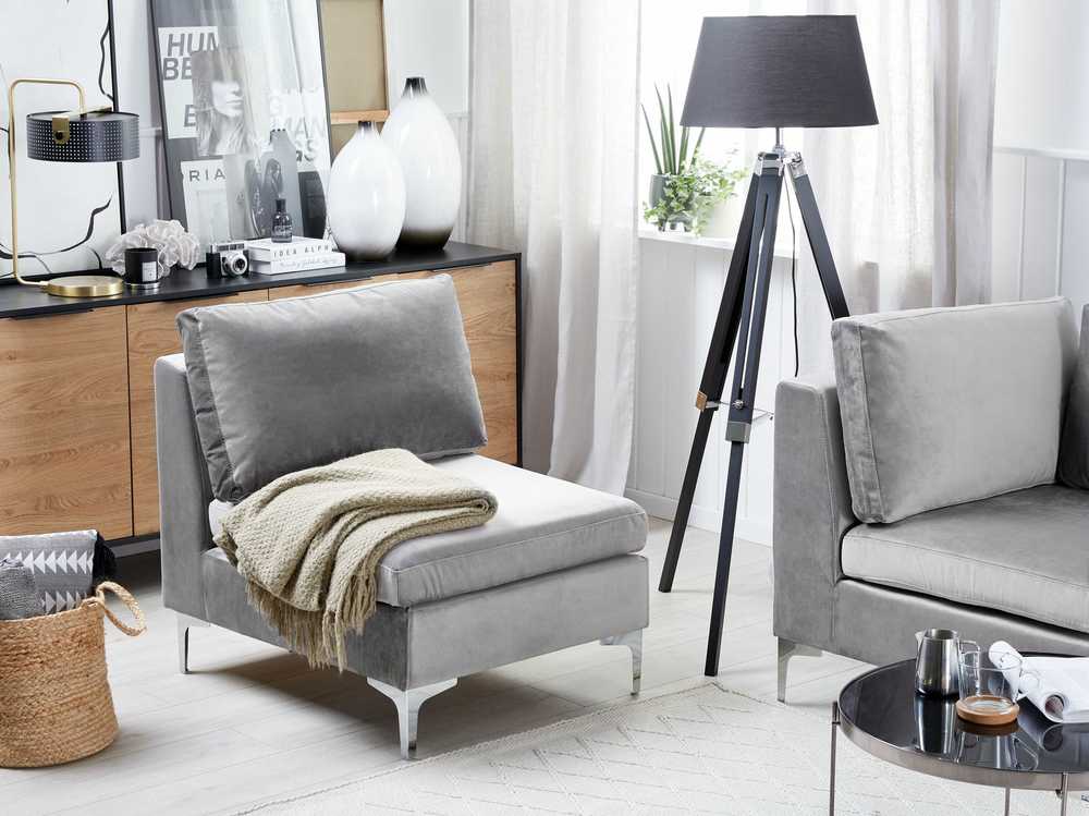 Sofa Beliani EVJA vienvietis modulis, pilkas veliūras