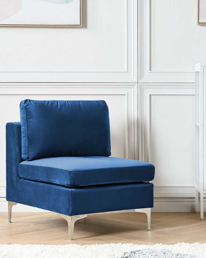 Sofa Beliani Vienvietis modulis EVJA tamsiai mėlynas veliūras