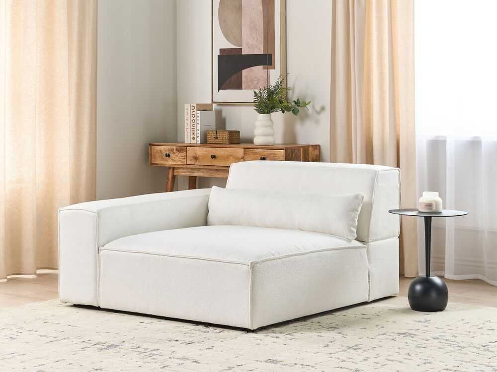 Sofa Beliani Kampinis modulis HELLNAR dešininis, kreminė balta spalva, Bouclé