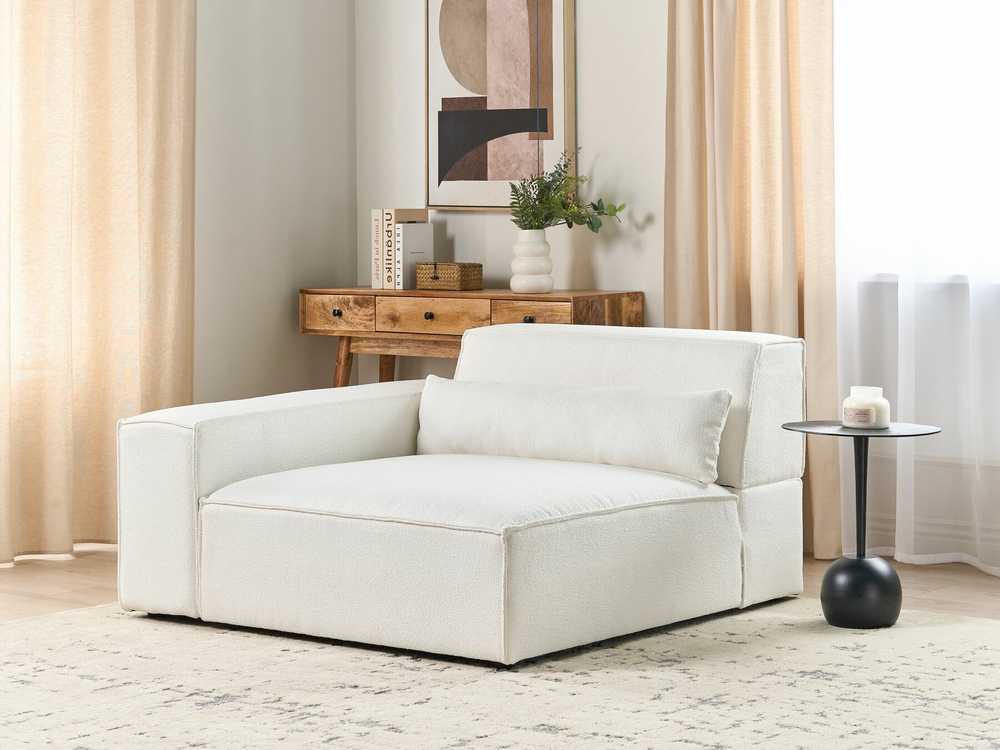 Sofa Beliani Kampinis modulis HELLNAR dešininis, kreminė balta spalva, Bouclé