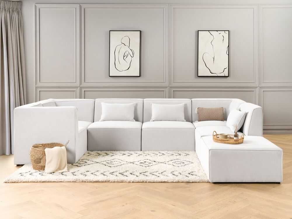 Sofa Beliani Kampinis modulis LEMVIG, kreminės spalvos, velvetinis