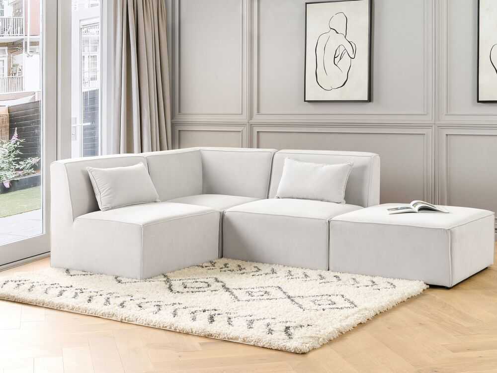 Sofa Beliani Kampinis modulis LEMVIG, kreminės spalvos, velvetinis