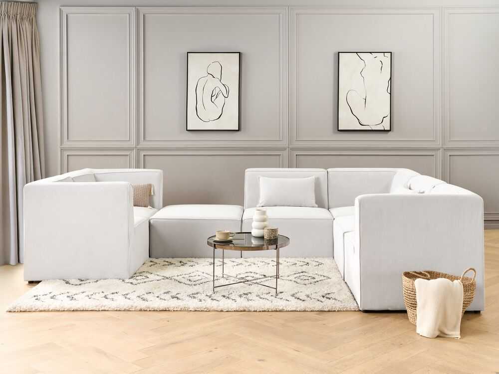 Sofa Beliani Kampinis modulis LEMVIG, kreminės spalvos, velvetinis