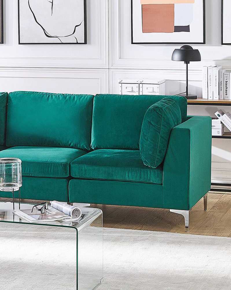 Sofa Beliani Kampinis modulis EVJA, žalias veliūras
