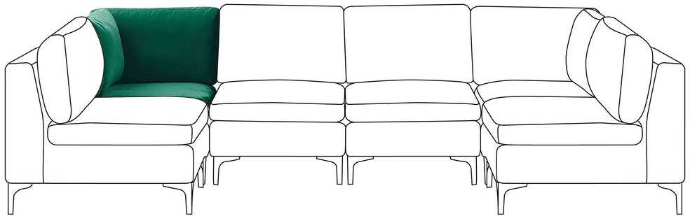 Sofa Beliani Kampinis modulis EVJA, žalias veliūras