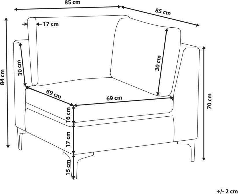 Sofa Beliani Kampinis modulis EVJA, žalias veliūras