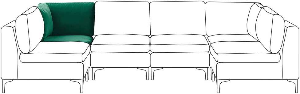 Sofa Beliani Kampinis modulis EVJA, žalias veliūras
