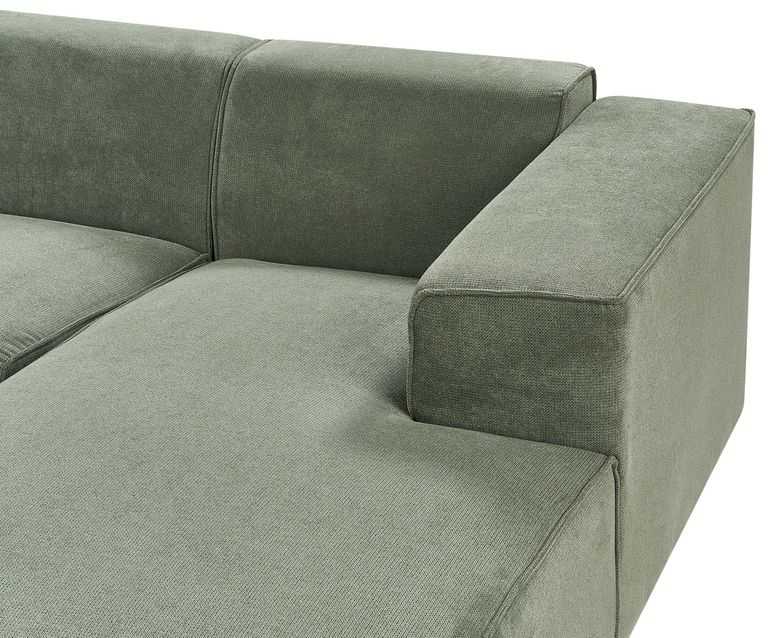 Beliani Trivietė kampinė sofa DOLVA, šenilinė, tamsiai žalia, kairinė