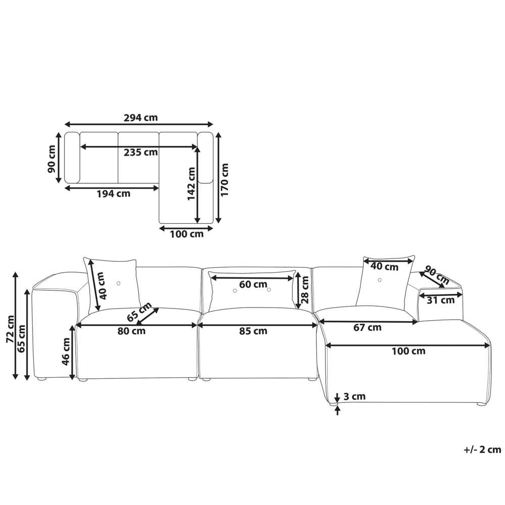 Beliani Trivietė kampinė sofa DOLVA, šenilinė, tamsiai žalia, kairinė
