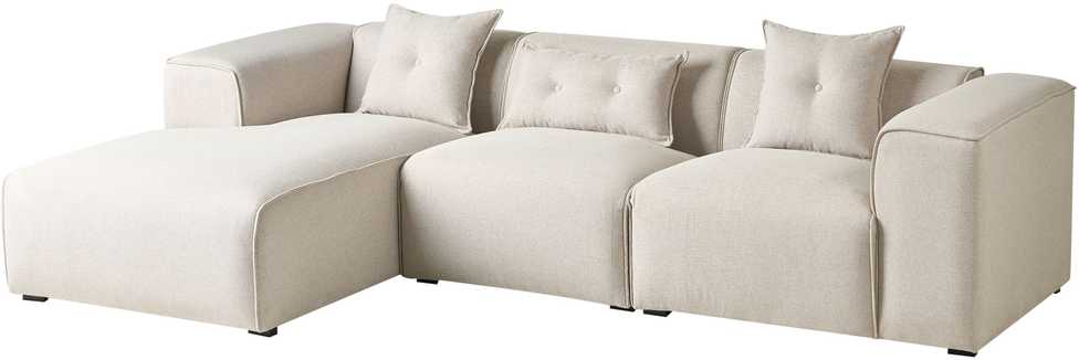 Beliani Trivietė kampinė sofa DOLVA šviesiai smėlio spalvos dešininė