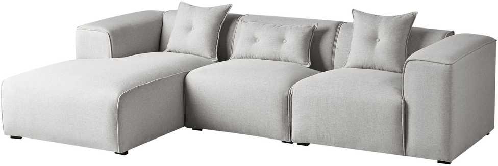 Beliani 3-vietė kampinė sofa DOLVA šviesiai pilka, dešininė