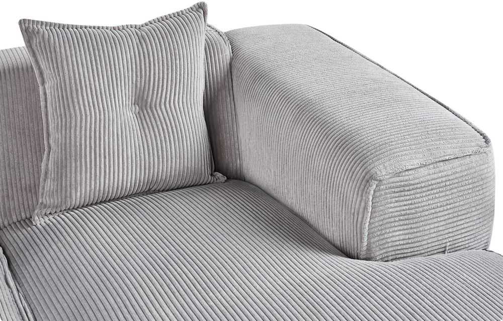 Beliani Trivietė sofa kampinė DOLVA, velvetinis audinys, šviesiai pilka, kairinė