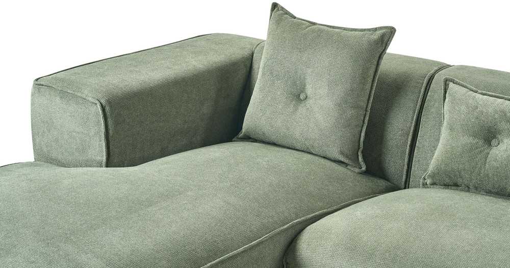 Beliani Trijų vietų kampinė sofa DOLVA, šenilinis audinys, tamsiai žalia, dešininė