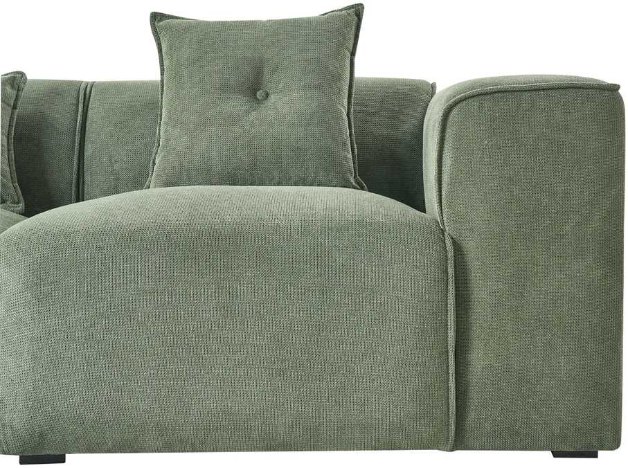 Beliani Trijų vietų kampinė sofa DOLVA, šenilinis audinys, tamsiai žalia, dešininė