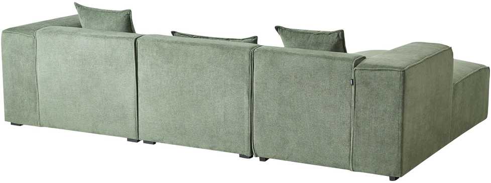 Beliani Trijų vietų kampinė sofa DOLVA, šenilinis audinys, tamsiai žalia, dešininė