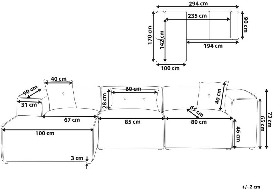 Beliani Trijų vietų kampinė sofa DOLVA, šenilinis audinys, tamsiai žalia, dešininė
