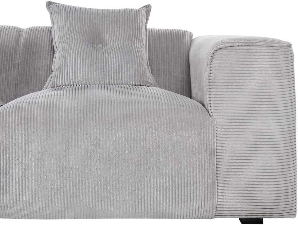 Beliani Trijų vietų kampinė sofa DOLVA, velvetas, šviesiai pilka, dešininė
