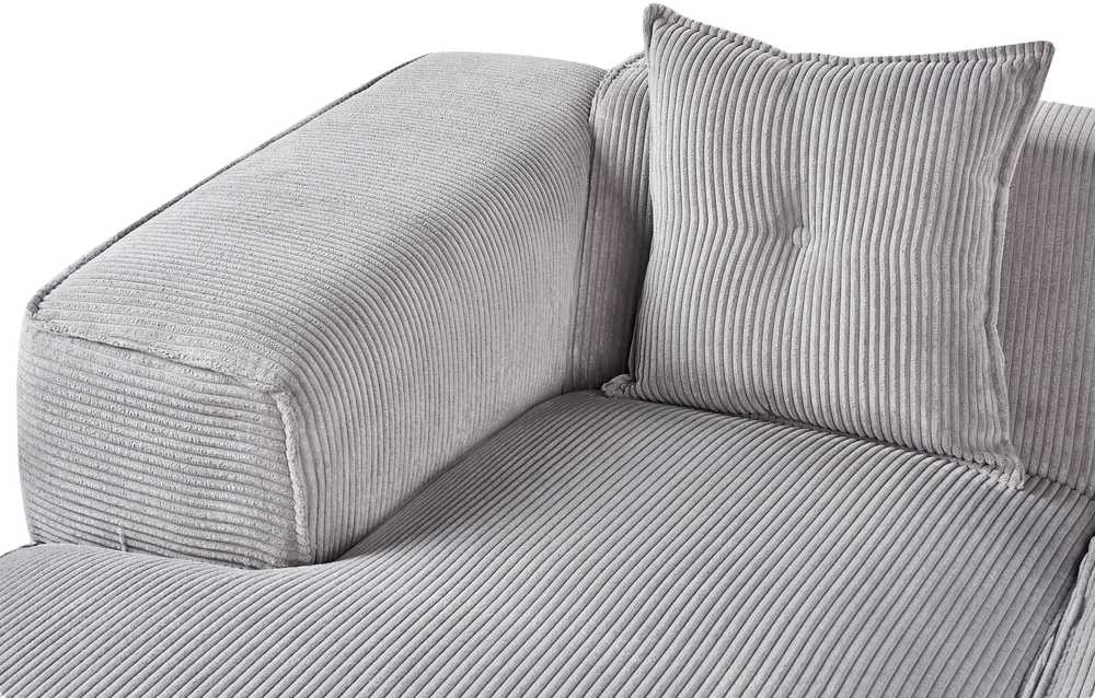 Beliani Trijų vietų kampinė sofa DOLVA, velvetas, šviesiai pilka, dešininė