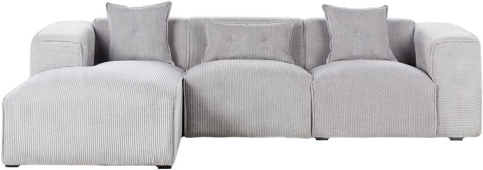 Beliani Trijų vietų kampinė sofa DOLVA, velvetas, šviesiai pilka, dešininė